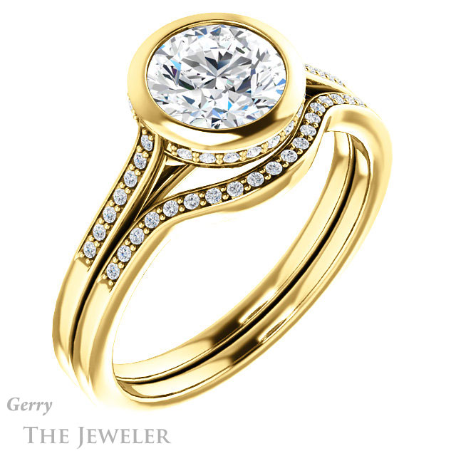 Round Cut Forever One Moissanite Engagement Ring #GTJ1037-round-fo-y 6 Round Cut Forever One Moissanite Engagement Ring #GTJ1037-round-fo-y