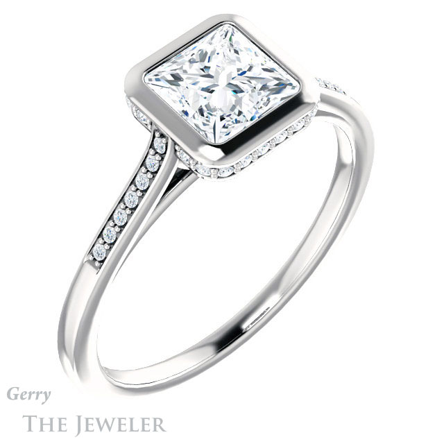 Princess Cut Forever One Moissanite Engagement Ring #GTJ1037-square-fo-w 4 Princess Cut Forever One Moissanite Engagement Ring #GTJ1037-square-fo-w