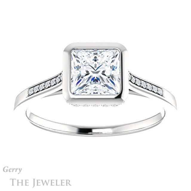 Princess Cut Forever One Moissanite Engagement Ring #GTJ1037-square-fo-w 1 Princess Cut Forever One Moissanite Engagement Ring #GTJ1037-square-fo-w