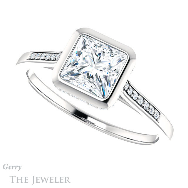 Princess Cut Forever One Moissanite Engagement Ring #GTJ1037-square-fo-w 5 Princess Cut Forever One Moissanite Engagement Ring #GTJ1037-square-fo-w