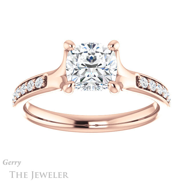 Cushion Cut Forever One Moissanite Engagement Ring #GTJ1039-cushion-fo-r