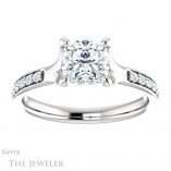 Cushion Cut Forever One Moissanite Engagement Ring #GTJ1039-cushion-fo-w 1 Cushion Cut Forever One Moissanite Engagement Ring #GTJ1039-cushion-fo-w