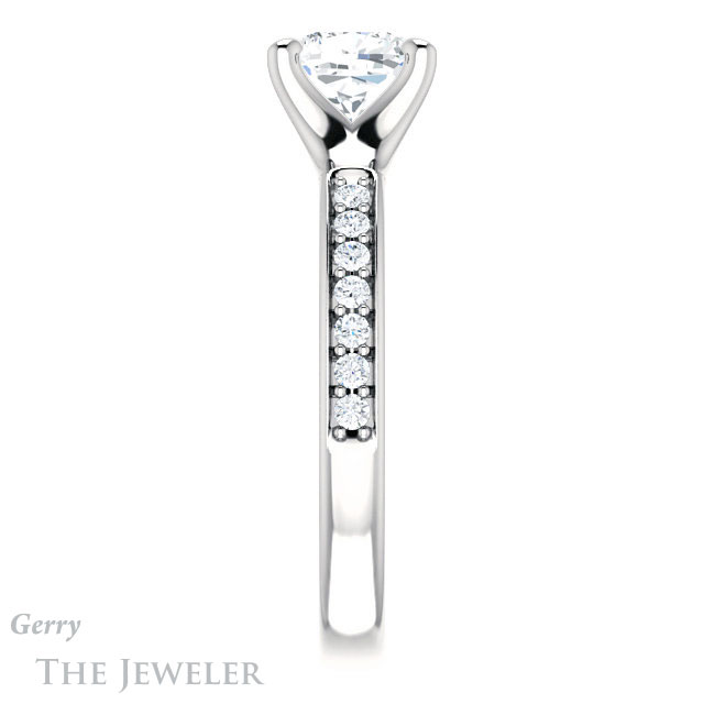 Cushion Cut Forever One Moissanite Engagement Ring #GTJ1039-cushion-fo-w 3 Cushion Cut Forever One Moissanite Engagement Ring #GTJ1039-cushion-fo-w