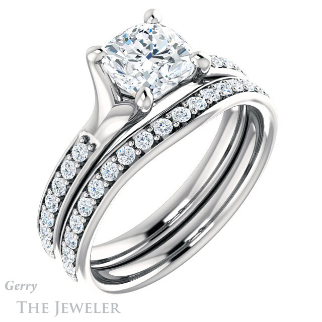 Cushion Cut Forever One Moissanite Engagement Ring #GTJ1039-cushion-fo-w 6 Cushion Cut Forever One Moissanite Engagement Ring #GTJ1039-cushion-fo-w