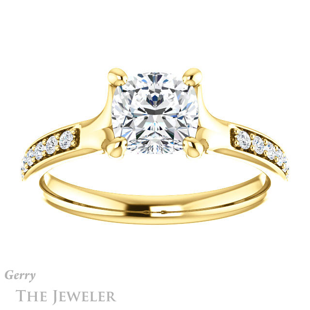 Cushion Cut Forever One Moissanite Engagement Ring #GTJ1039-cushion-fo-y