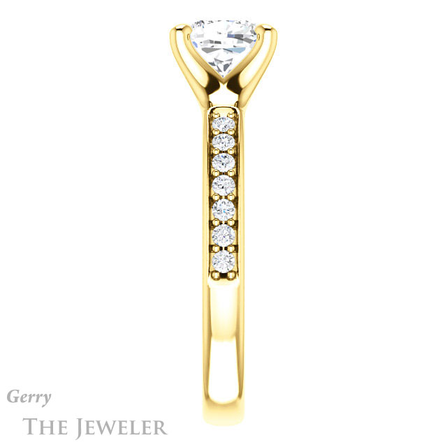 Cushion Cut Forever One Moissanite Engagement Ring #GTJ1039-cushion-fo-y 3 Cushion Cut Forever One Moissanite Engagement Ring #GTJ1039-cushion-fo-y