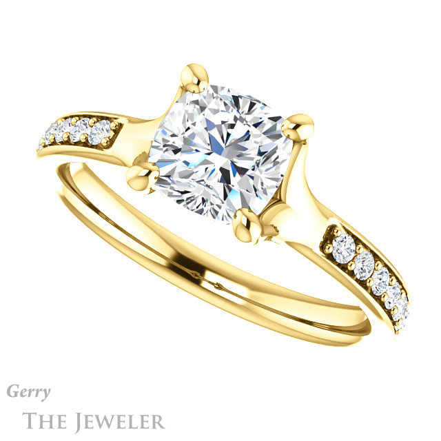 Cushion Cut Forever One Moissanite Engagement Ring #GTJ1039-cushion-fo-y 5 Cushion Cut Forever One Moissanite Engagement Ring #GTJ1039-cushion-fo-y