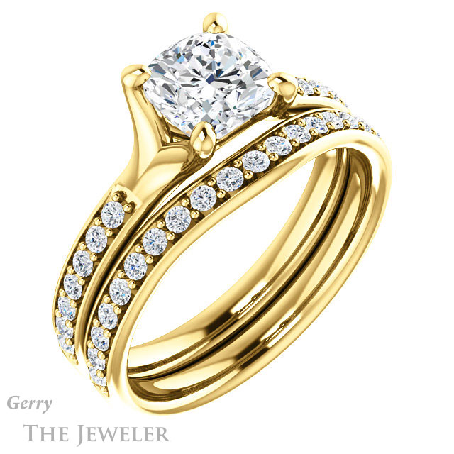 Cushion Cut Forever One Moissanite Engagement Ring #GTJ1039-cushion-fo-y 6 Cushion Cut Forever One Moissanite Engagement Ring #GTJ1039-cushion-fo-y