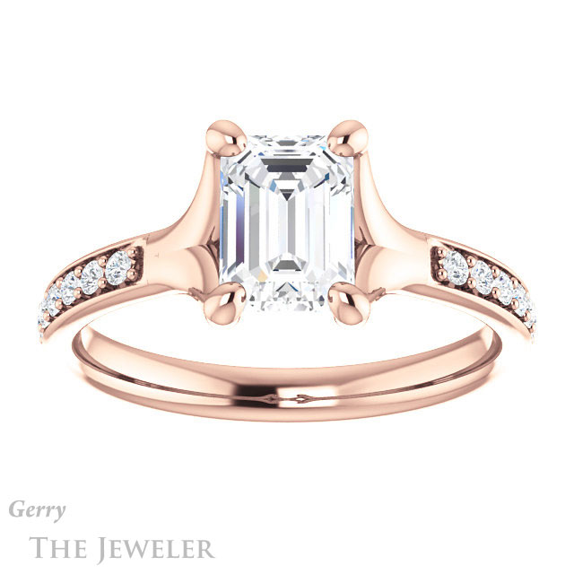 Emerald Cut Forever Brilliant Moissanite Engagement Ring #GTJ1039-emerald-fb-r