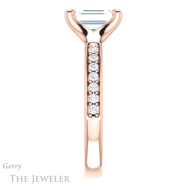 Emerald Cut Forever One Moissanite Engagement Ring #GTJ1039-emerald-fb-r 3 Emerald Cut Forever Brilliant Moissanite Engagement Ring #GTJ1039-emerald-fb-r