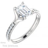 Emerald Cut Forever One Moissanite Engagement Ring #GTJ1039-emerald-fb-w 4 Emerald Cut Forever Brilliant Moissanite Engagement Ring #GTJ1039-emerald-fb-w