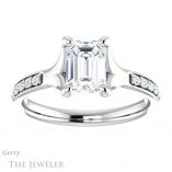 Emerald Cut Forever One Moissanite Engagement Ring #GTJ1039-emerald-fb-w 1 Emerald Cut Forever Brilliant Moissanite Engagement Ring #GTJ1039-emerald-fb-w