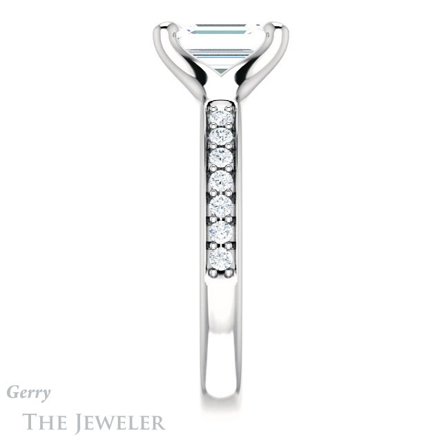 Emerald Cut Forever One Moissanite Engagement Ring #GTJ1039-emerald-fb-w 3 Emerald Cut Forever Brilliant Moissanite Engagement Ring #GTJ1039-emerald-fb-w