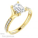 Emerald Cut Forever One Moissanite Engagement Ring #GTJ1039-emerald-fb-y 4 Emerald Cut Forever Brilliant Moissanite Engagement Ring #GTJ1039-emerald-fb-y