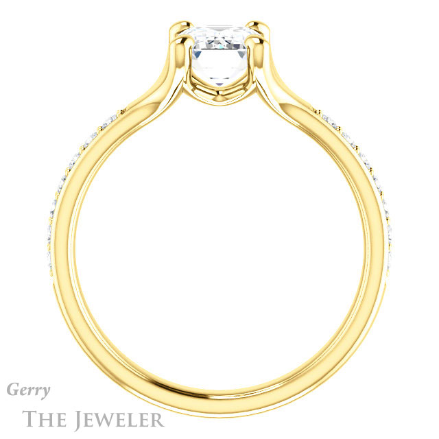Emerald Cut Forever Brilliant Moissanite Engagement Ring #GTJ1039-emerald-fb-y