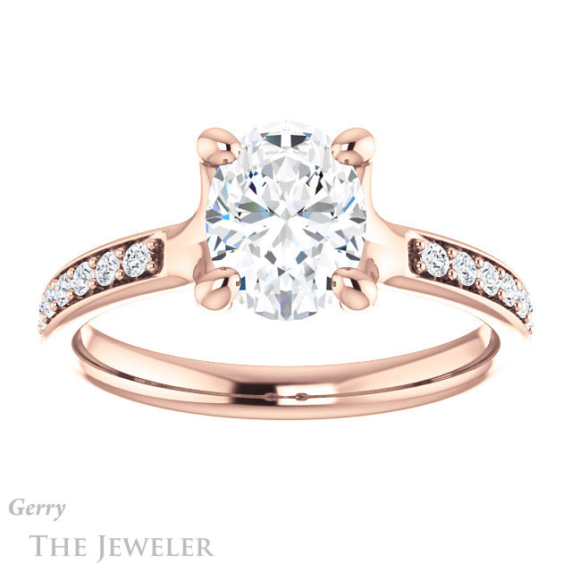 Oval Shaped Forever One Moissanite Engagement Ring #GTJ1039-oval-fo-r