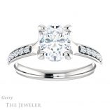 Oval Shaped Forever One Moissanite Engagement Ring #GTJ1039-oval-fo-w 1 Oval Shaped Forever One Moissanite Engagement Ring #GTJ1039-oval-fo-w