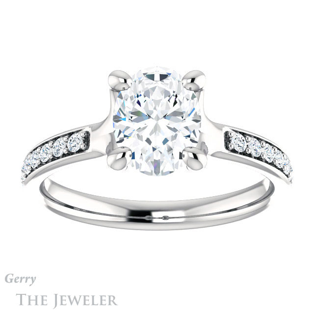 Oval Shaped Forever One Moissanite Engagement Ring #GTJ1039-oval-fo-w