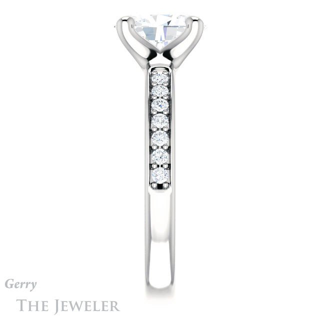 Oval Shaped Forever One Moissanite Engagement Ring #GTJ1039-oval-fo-w 3 Oval Shaped Forever One Moissanite Engagement Ring #GTJ1039-oval-fo-w