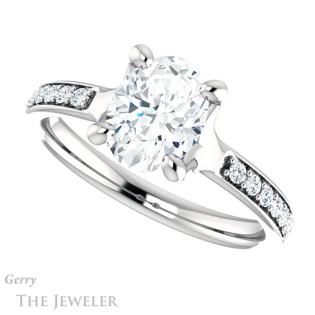 Oval Shaped Forever One Moissanite Engagement Ring #GTJ1039-oval-fo-w 5 Oval Shaped Forever One Moissanite Engagement Ring #GTJ1039-oval-fo-w
