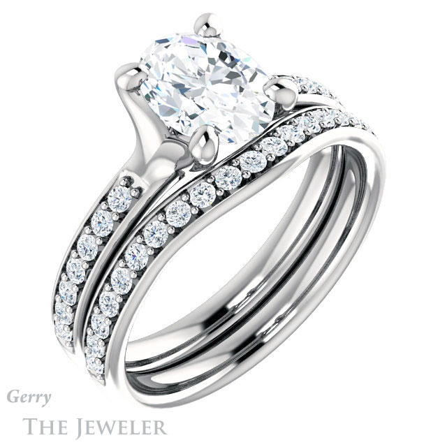Oval Shaped Forever One Moissanite Engagement Ring #GTJ1039-oval-fo-w 6 Oval Shaped Forever One Moissanite Engagement Ring #GTJ1039-oval-fo-w