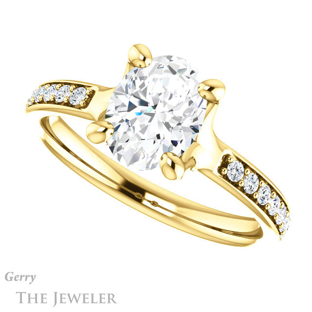 Oval Shaped Forever One Moissanite Engagement Ring #GTJ1039-oval-fo-y