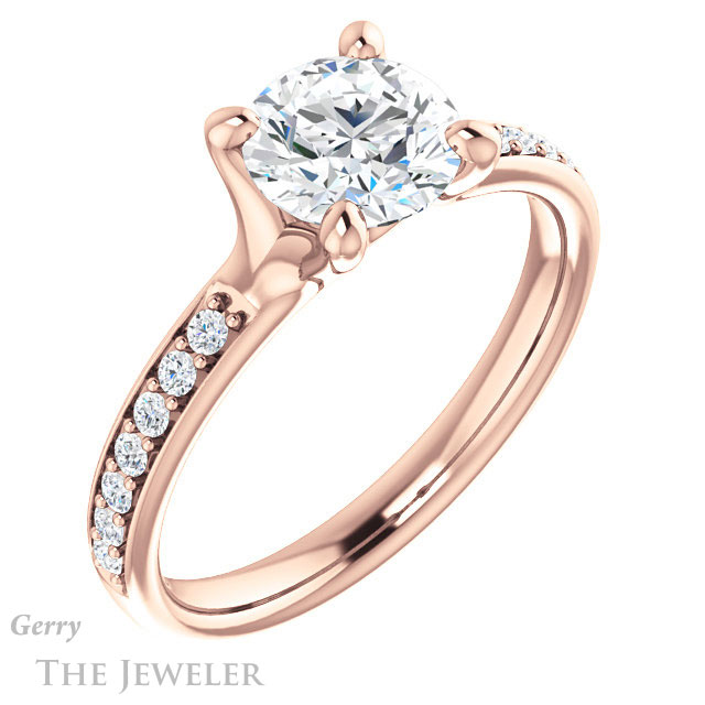 Round Cut Forever One Moissanite Engagement Ring #GTJ1039-round-fo-r 4 Round Cut Forever One Moissanite Engagement Ring #GTJ1039-round-fo-r