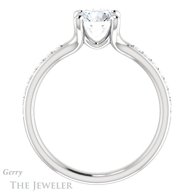 Round Cut Forever One Moissanite Engagement Ring #GTJ1039-round-fo-w