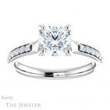 Round Cut Forever One Moissanite Engagement Ring #GTJ1039-round-fo-w 1 Round Cut Forever One Moissanite Engagement Ring #GTJ1039-round-fo-w