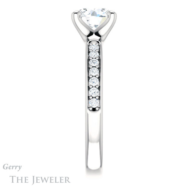 Round Cut Forever One Moissanite Engagement Ring #GTJ1039-round-fo-w 3 Round Cut Forever One Moissanite Engagement Ring #GTJ1039-round-fo-w