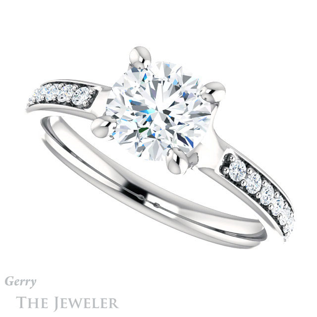 Round Cut Forever One Moissanite Engagement Ring #GTJ1039-round-fo-w 5 Round Cut Forever One Moissanite Engagement Ring #GTJ1039-round-fo-w