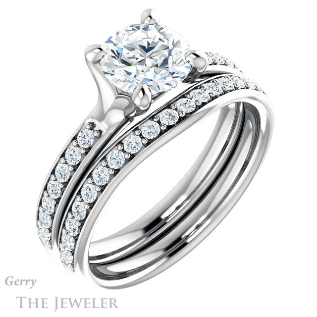 Round Cut Forever One Moissanite Engagement Ring #GTJ1039-round-fo-w 6 Round Cut Forever One Moissanite Engagement Ring #GTJ1039-round-fo-w