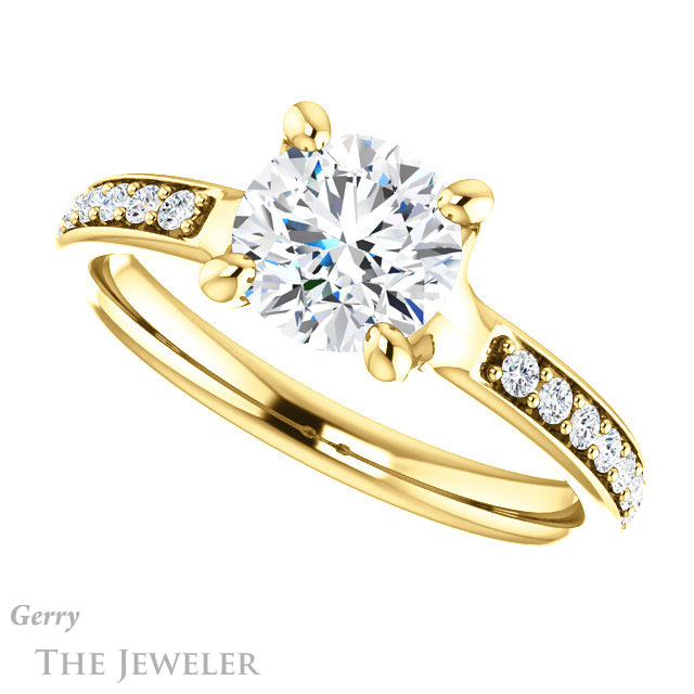 Round Cut Forever One Moissanite Engagement Ring #GTJ1039-round-fo-y 5 Round Cut Forever One Moissanite Engagement Ring #GTJ1039-round-fo-y