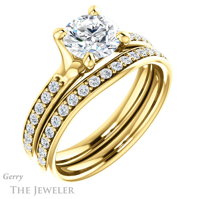 Round Cut Forever One Moissanite Engagement Ring #GTJ1039-round-fo-y 6 Round Cut Forever One Moissanite Engagement Ring #GTJ1039-round-fo-y