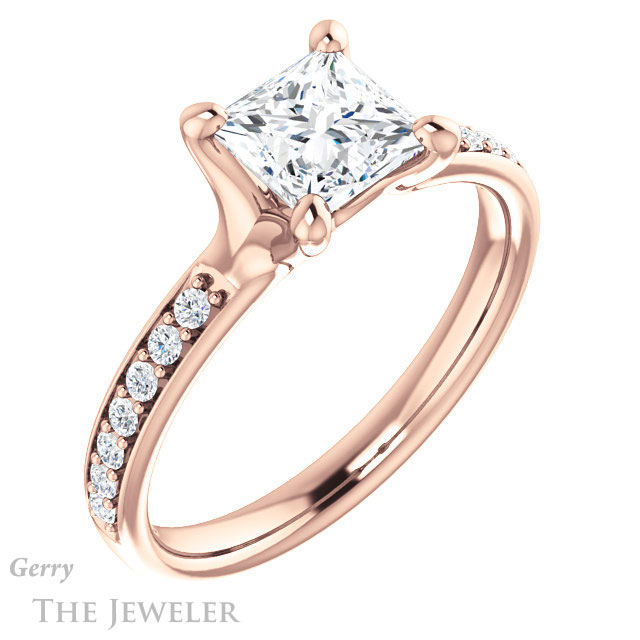 Princess Cut Forever One Moissanite Engagement Ring #GTJ1039-square-fo-r 4 Princess Cut Forever One Moissanite Engagement Ring #GTJ1039-square-fo-r