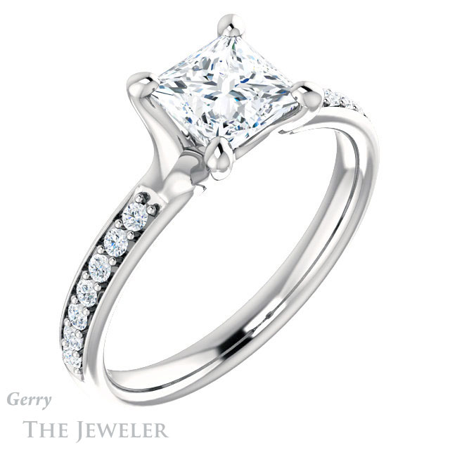 Princess Cut Forever One Moissanite Engagement Ring #GTJ1039-square-fo-w 4 Princess Cut Forever One Moissanite Engagement Ring #GTJ1039-square-fo-w
