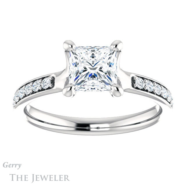 Princess Cut Forever One Moissanite Engagement Ring #GTJ1039-square-fo-w 1 Princess Cut Forever One Moissanite Engagement Ring #GTJ1039-square-fo-w