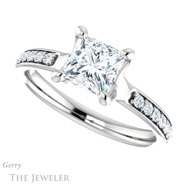 Princess Cut Forever One Moissanite Engagement Ring #GTJ1039-square-fo-w 5 Princess Cut Forever One Moissanite Engagement Ring #GTJ1039-square-fo-w