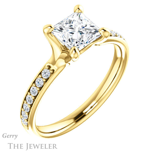 Princess Cut Forever One Moissanite Engagement Ring #GTJ1039-square-fo-y 4 Princess Cut Forever One Moissanite Engagement Ring #GTJ1039-square-fo-y