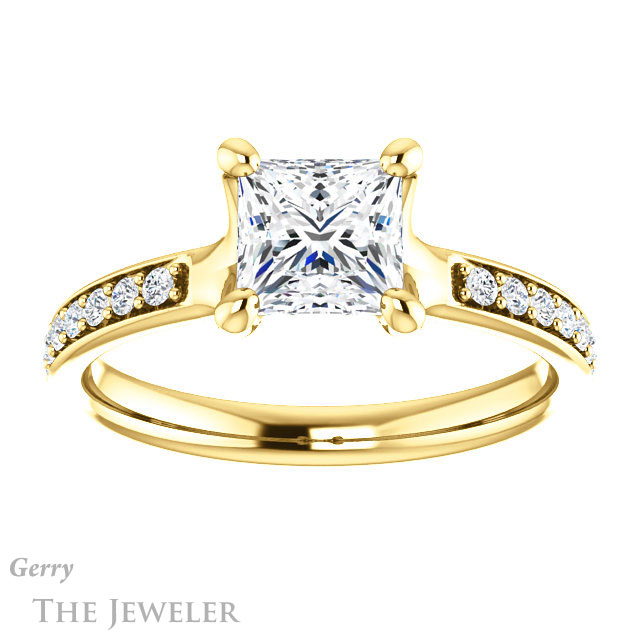 Princess Cut Forever One Moissanite Engagement Ring #GTJ1039-square-fo-y 1 Princess Cut Forever One Moissanite Engagement Ring #GTJ1039-square-fo-y