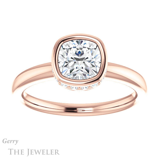 Cushion Cut Forever One Moissanite Engagement Ring #GTJ1040-cushion-fo-r