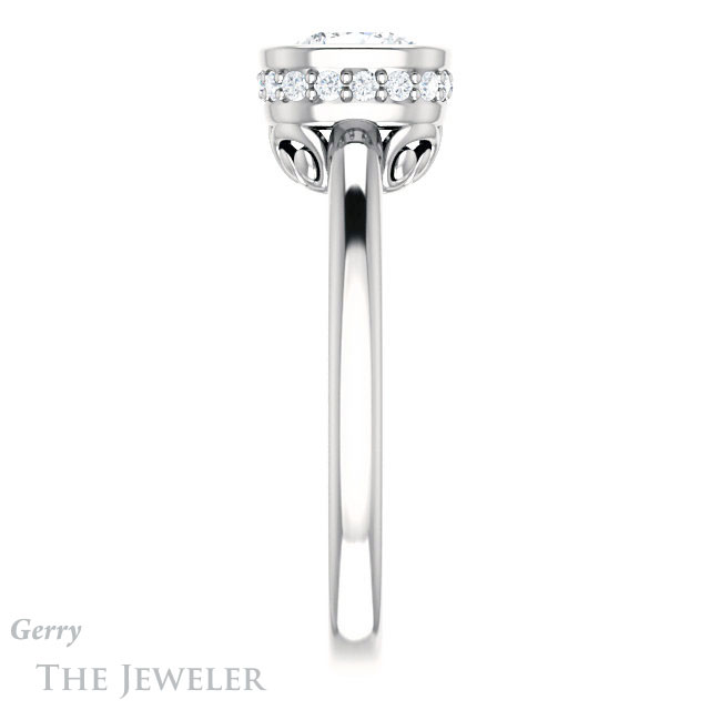 Cushion Cut Forever One Moissanite Engagement Ring #GTJ1040-cushion-fo-w 3 Cushion Cut Forever One Moissanite Engagement Ring #GTJ1040-cushion-fo-w