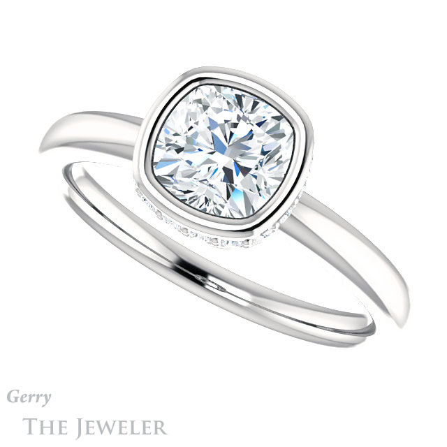 Cushion Cut Forever One Moissanite Engagement Ring #GTJ1040-cushion-fo-w 5 Cushion Cut Forever One Moissanite Engagement Ring #GTJ1040-cushion-fo-w