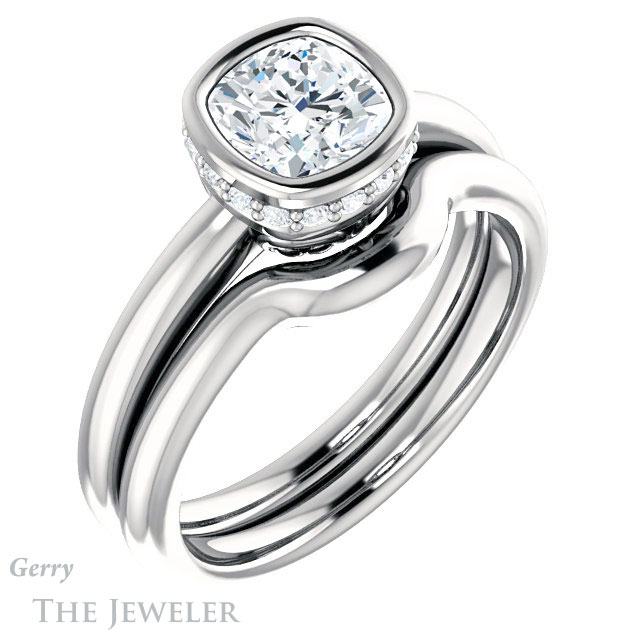 Cushion Cut Forever One Moissanite Engagement Ring #GTJ1040-cushion-fo-w 6 Cushion Cut Forever One Moissanite Engagement Ring #GTJ1040-cushion-fo-w