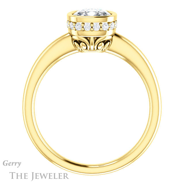 Cushion Cut Forever One Moissanite Engagement Ring #GTJ1040-cushion-fo-y