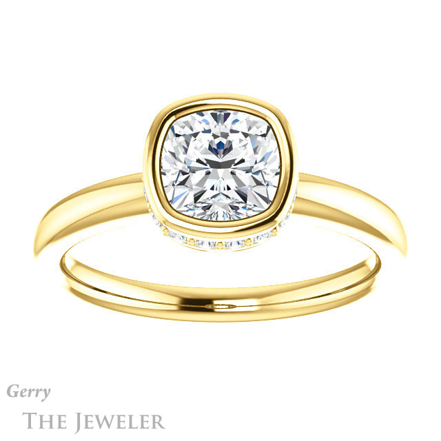 Cushion Cut Forever One Moissanite Engagement Ring #GTJ1040-cushion-fo-y