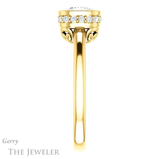Cushion Cut Forever One Moissanite Engagement Ring #GTJ1040-cushion-fo-y