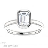 Emerald Cut Forever One Moissanite Engagement Ring #GTJ1040-emerald-fb-w 1 Emerald Cut Forever Brilliant Moissanite Engagement Ring #GTJ1040-emerald-fb-w
