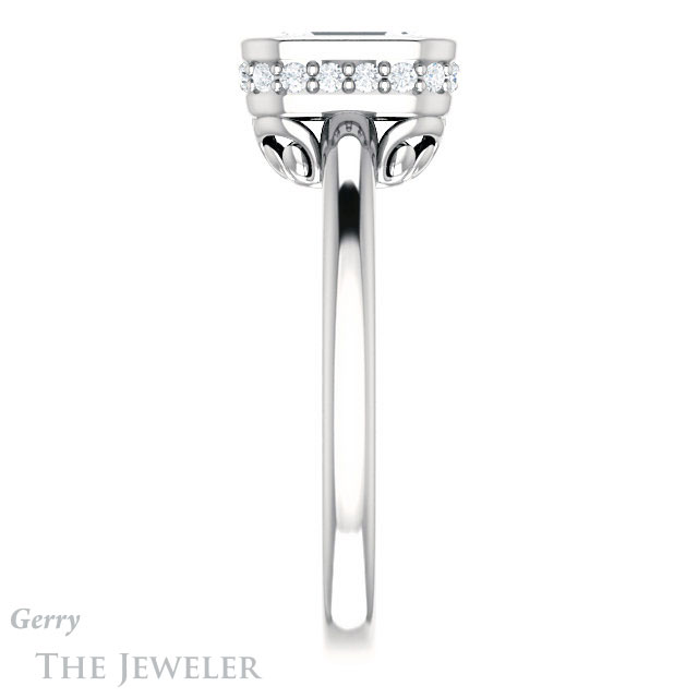 Emerald Cut Forever One Moissanite Engagement Ring #GTJ1040-emerald-fb-w 3 Emerald Cut Forever Brilliant Moissanite Engagement Ring #GTJ1040-emerald-fb-w