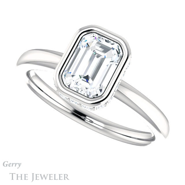 Emerald Cut Forever One Moissanite Engagement Ring #GTJ1040-emerald-fb-w 5 Emerald Cut Forever Brilliant Moissanite Engagement Ring #GTJ1040-emerald-fb-w